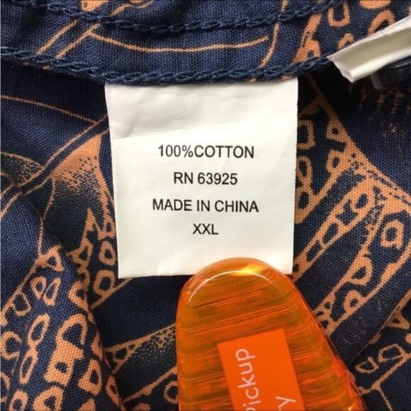 Retrofit Mens Hawaiian Print Short-Sleeve Shirt XXL 100% Cotton Dress Blues Uniq - Picture 6 of 8